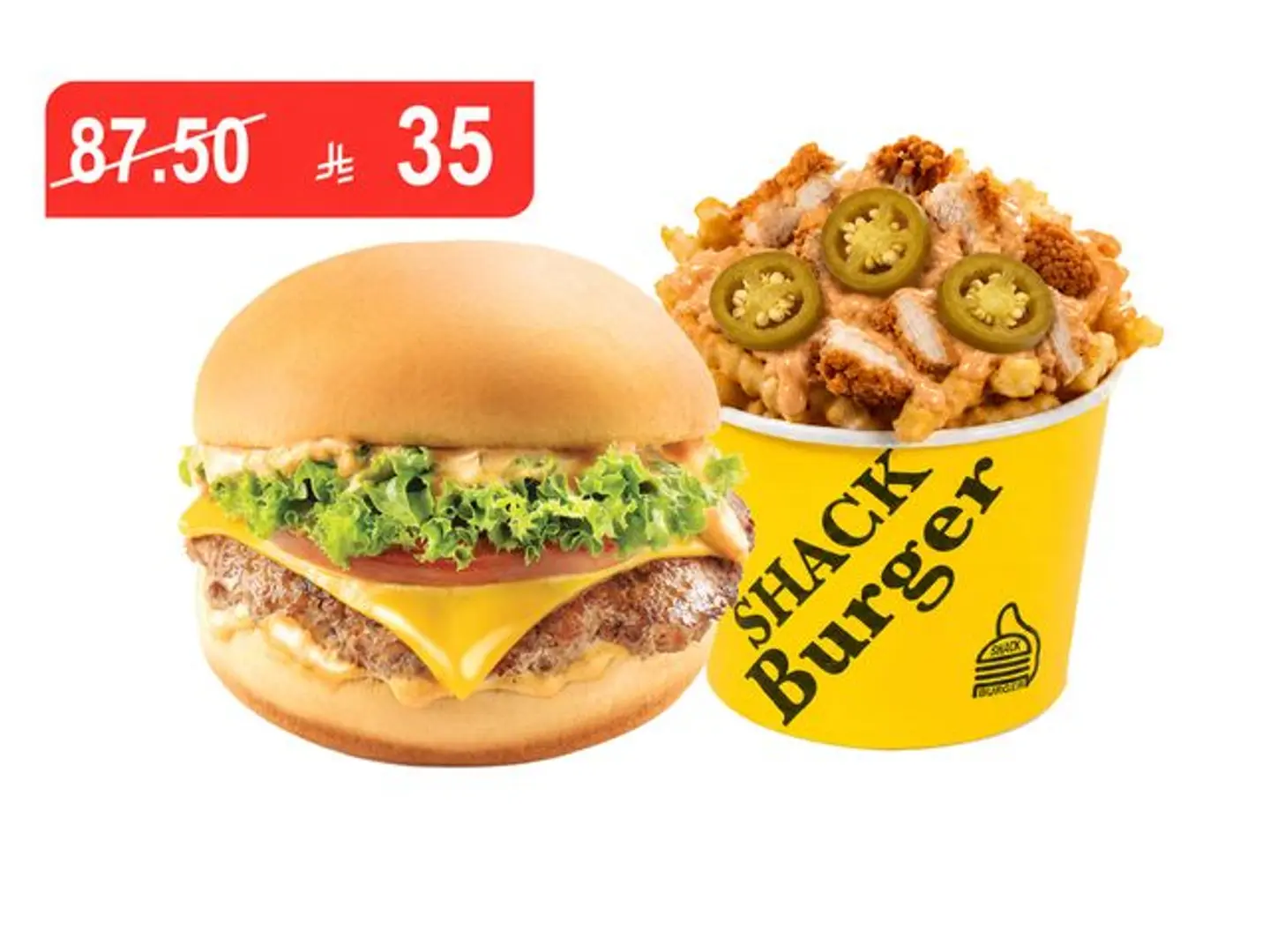 Single Burger With Shack Fries Chicken