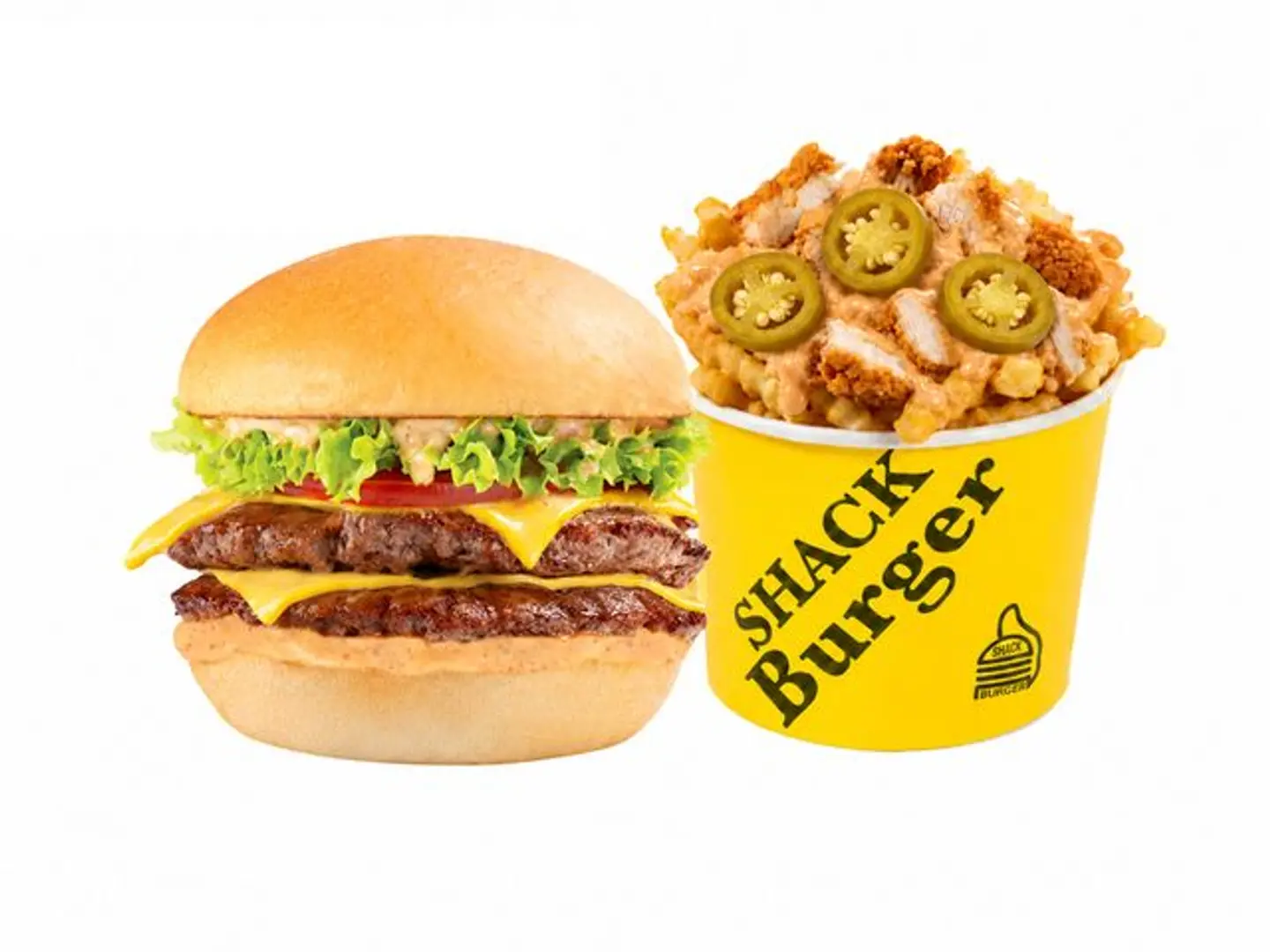 Double Burger With Shack Fries Chicken