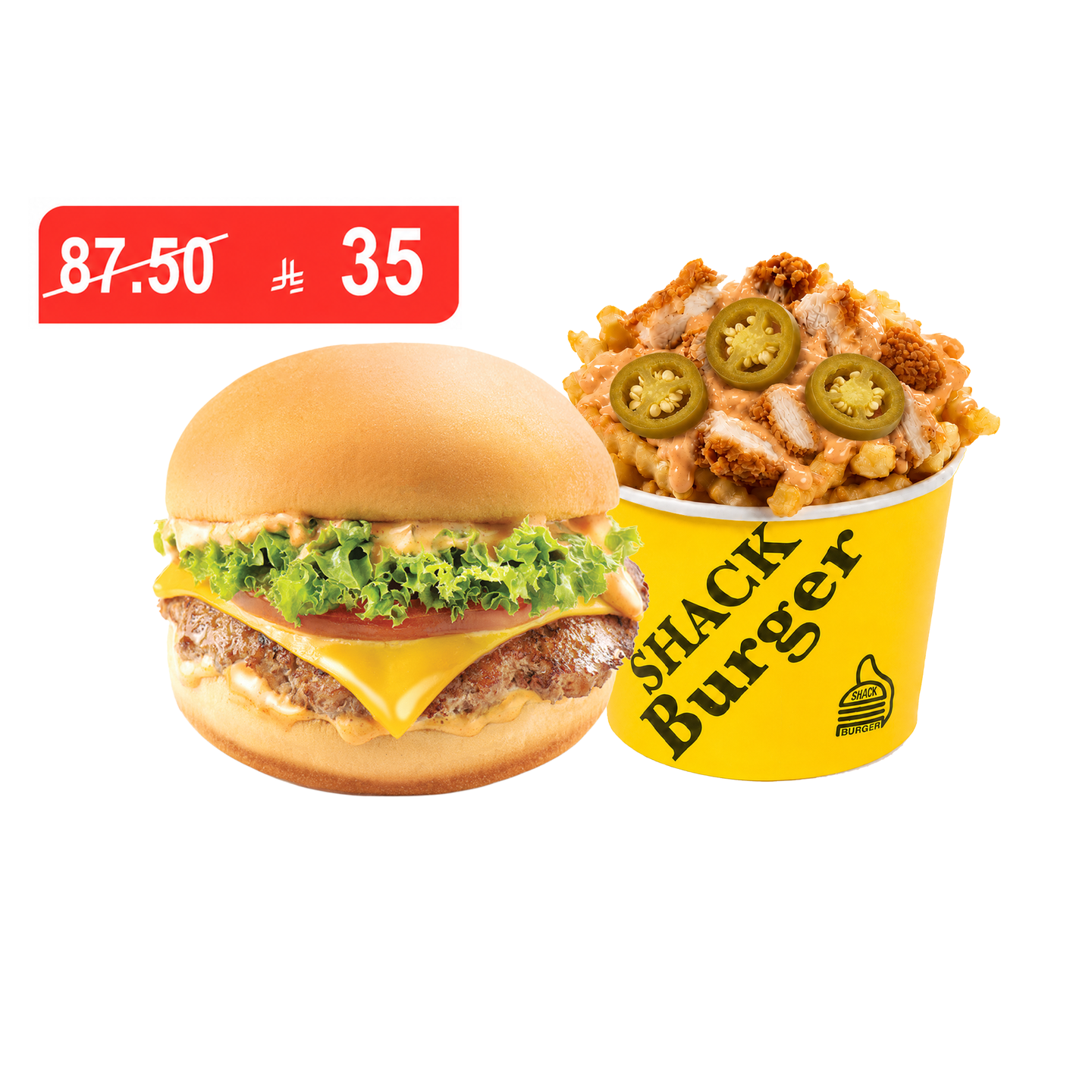 Single Burger With Shack Fries Chicken