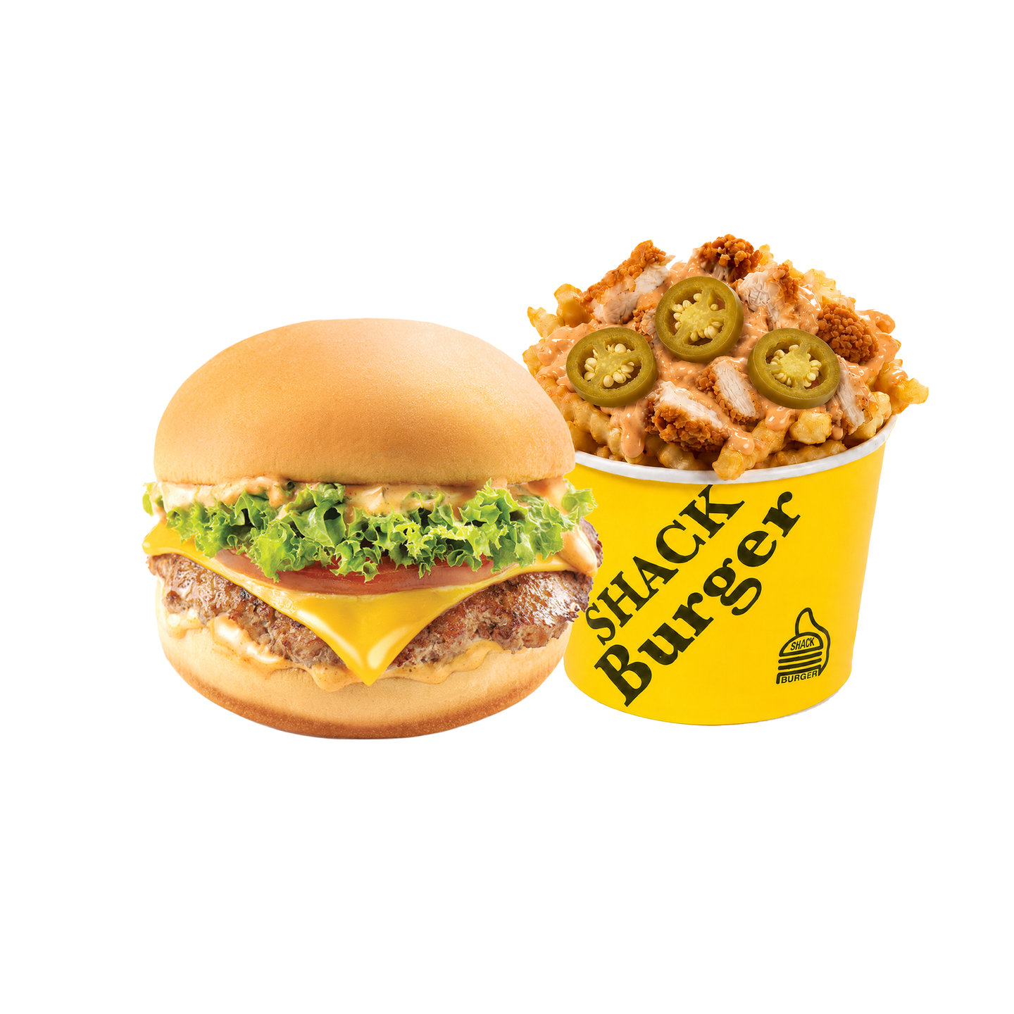 Single Burger With Shack Fries Chicken