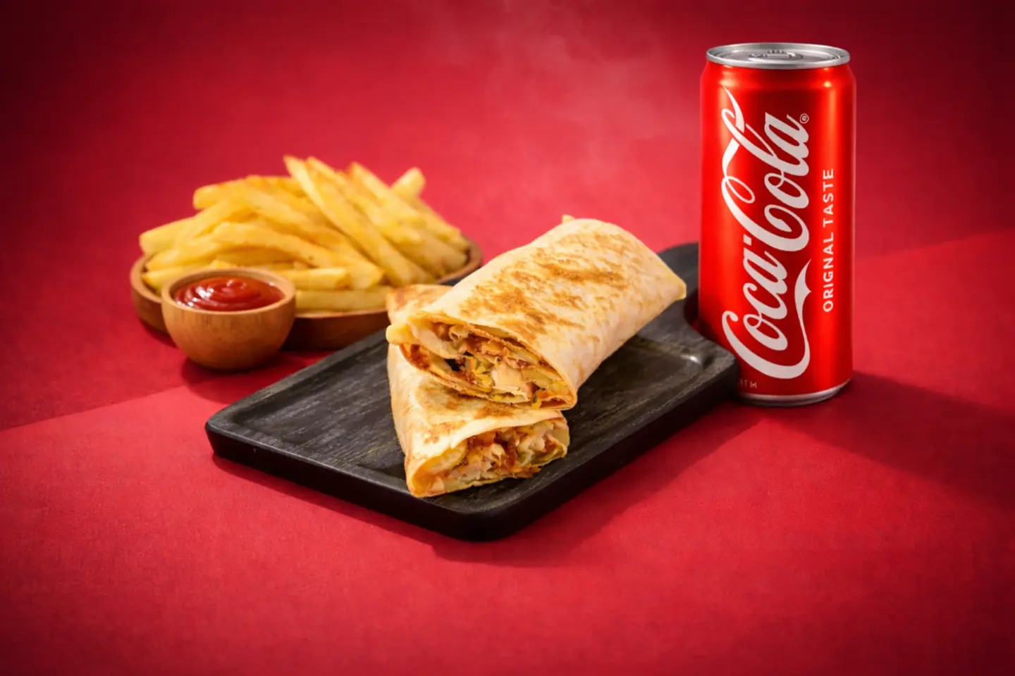 جساس دجاج مع بطاطس و كولا