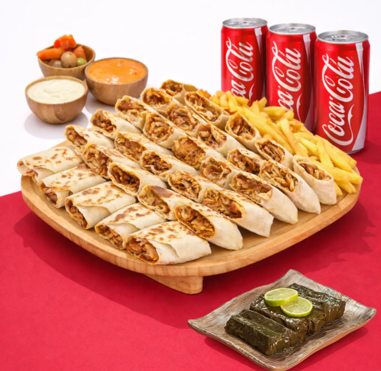 لمتنا دجاج مع ورق عنب و ثلاث حبات كولا