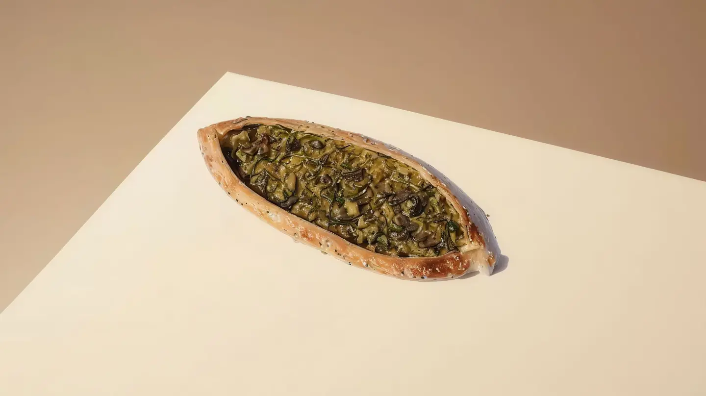 منقوشه بيض فطر و سبانخ