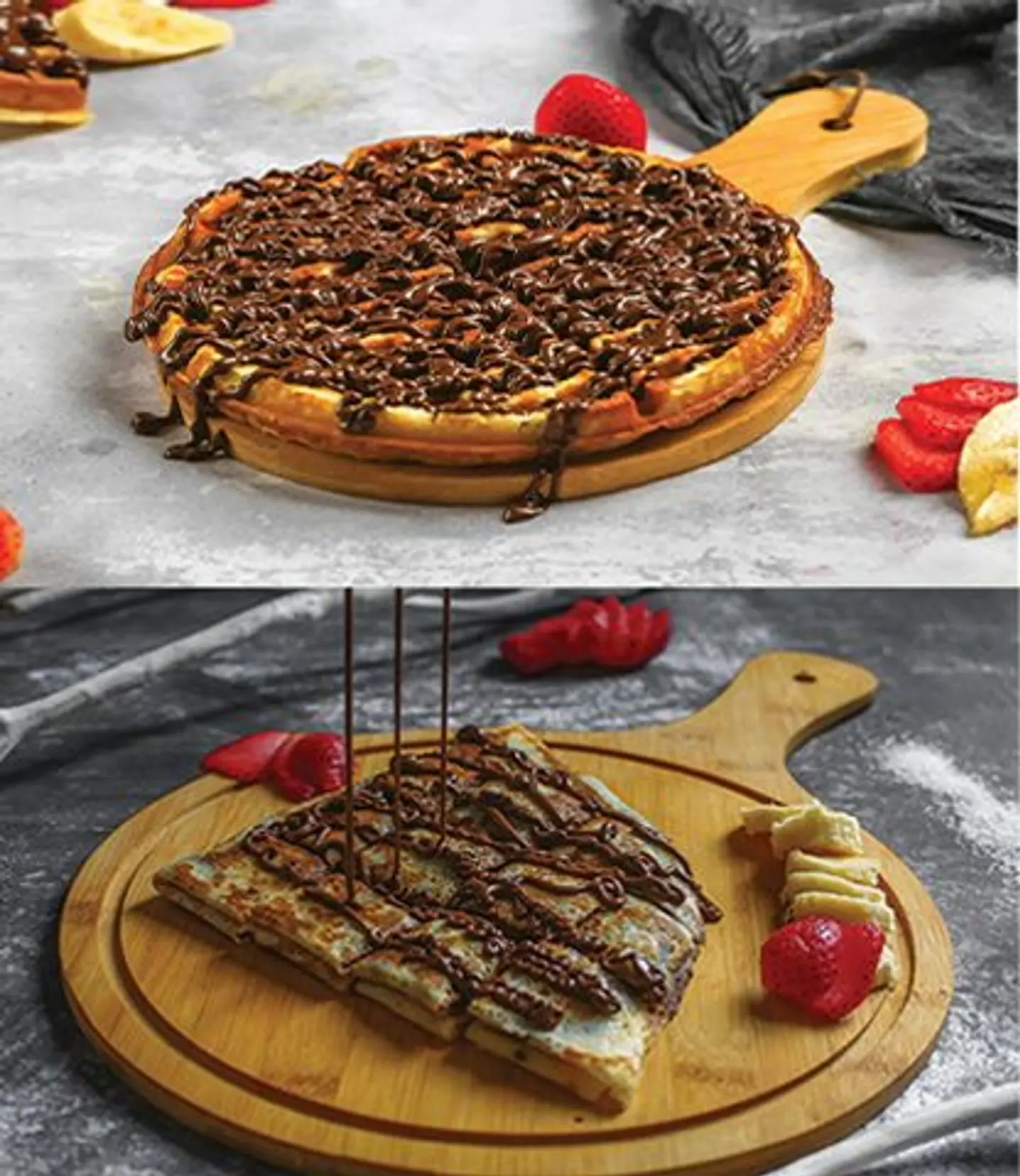 2 Dessert Manoucheh (Nutella Waffle Nutella Crepe)