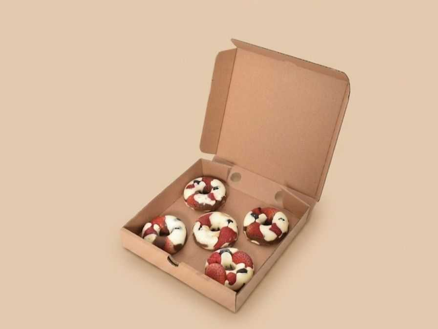 Fruit Donuts With Nuts And Five Pieces Of Belgian Chocolate