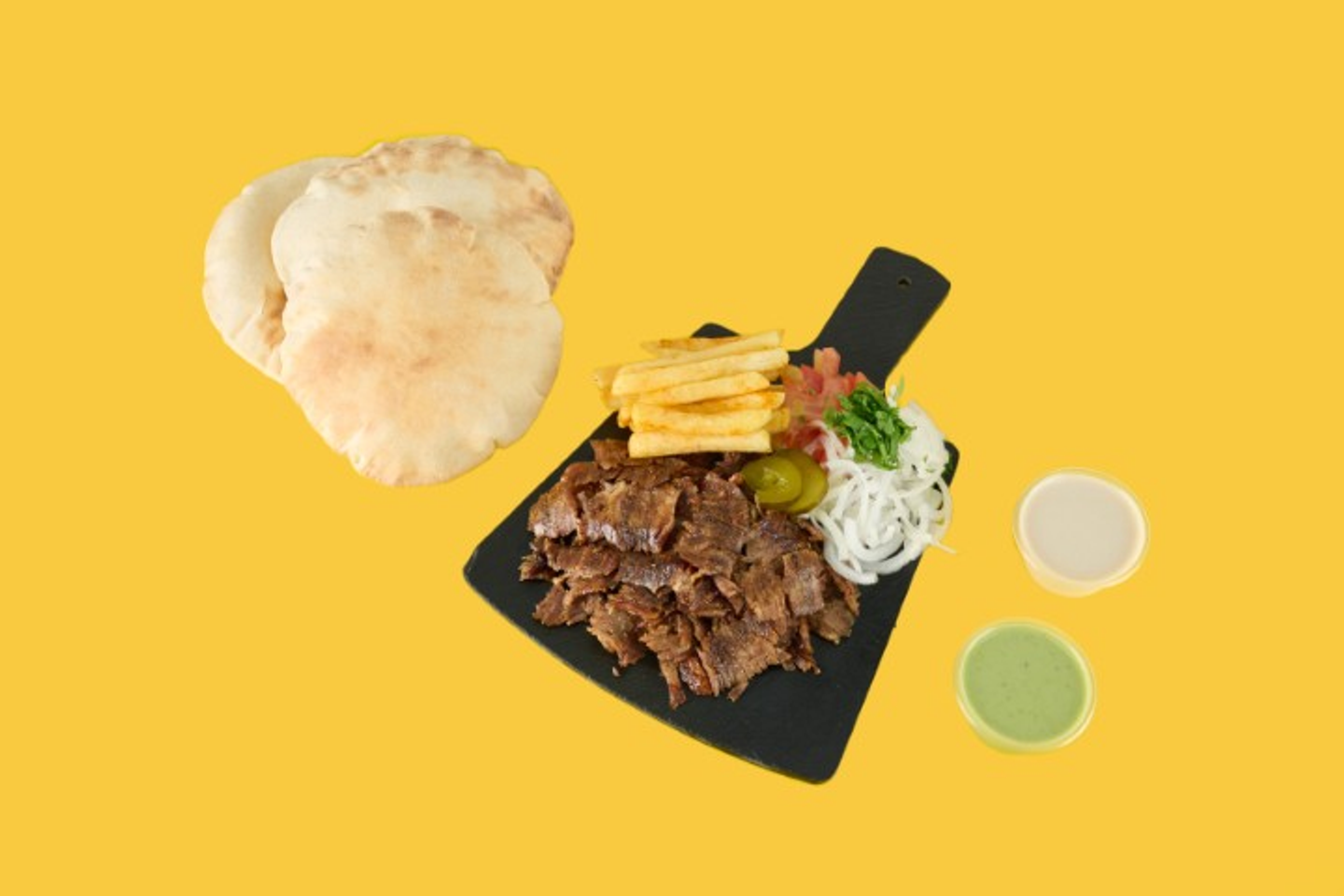 طبق شاورما لحم مع بطاطس
