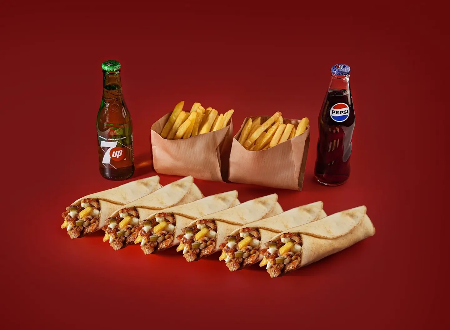 وجبة 6 سندوتش دخنه + 2 بطاطس + 2 مشروب