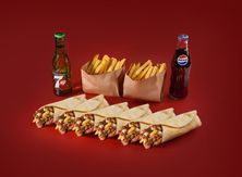 وجبة 6 سندوتش دخنه + 2 بطاطس + 2 مشروب
