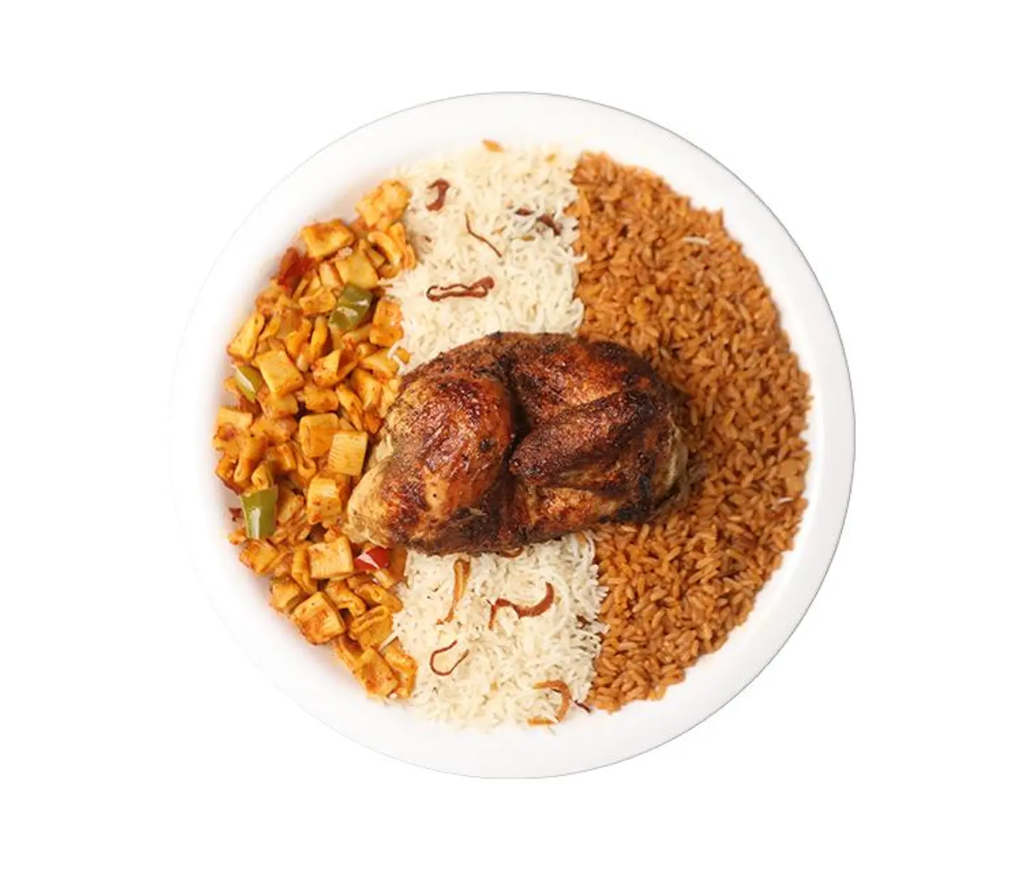 Half Shawaya Chicken With White,Red Rice, Pasta