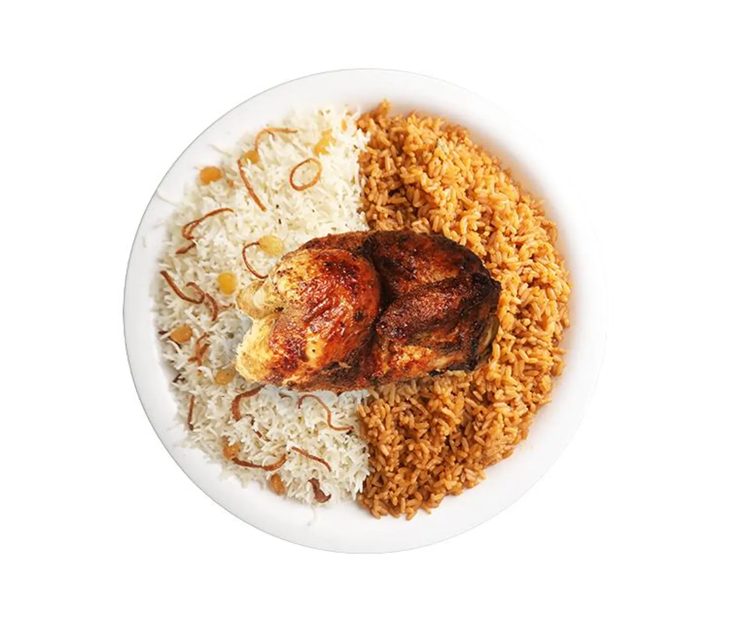 نصف دجاج شواية مشكل رز
