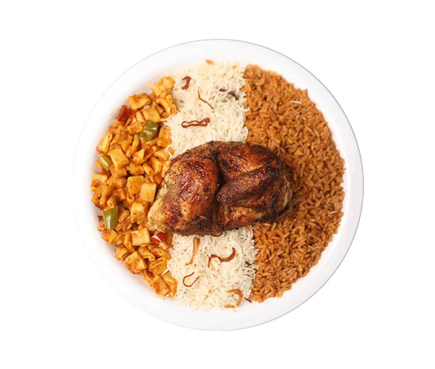 Half Shawaya Chicken With White,Red Rice, Pasta