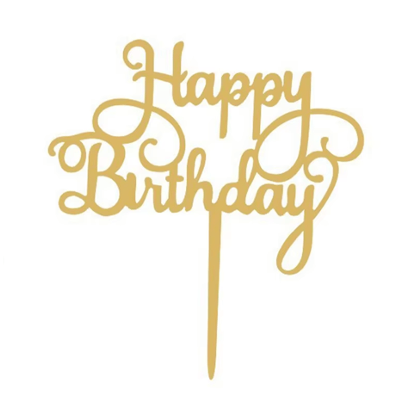 Happy Birthday Acrylic Cake Topper – Gold