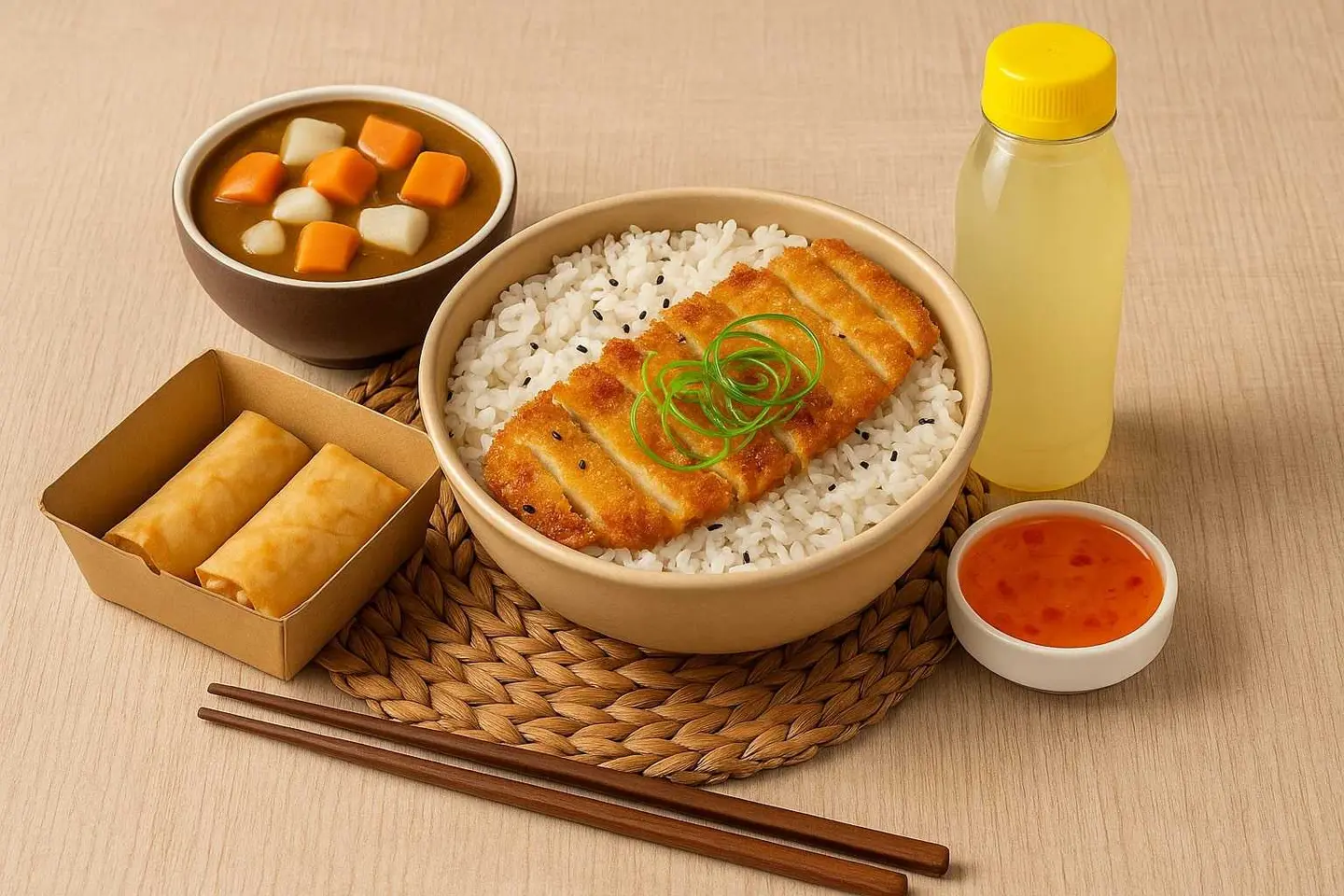 كومبو أرز الكاتسو كاري بالدجاج