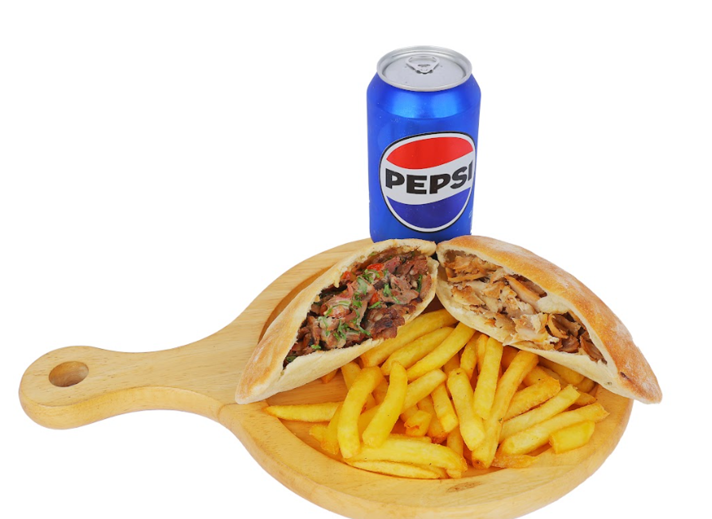 وجبة 2 حوارى +بطاطس +بيبسي