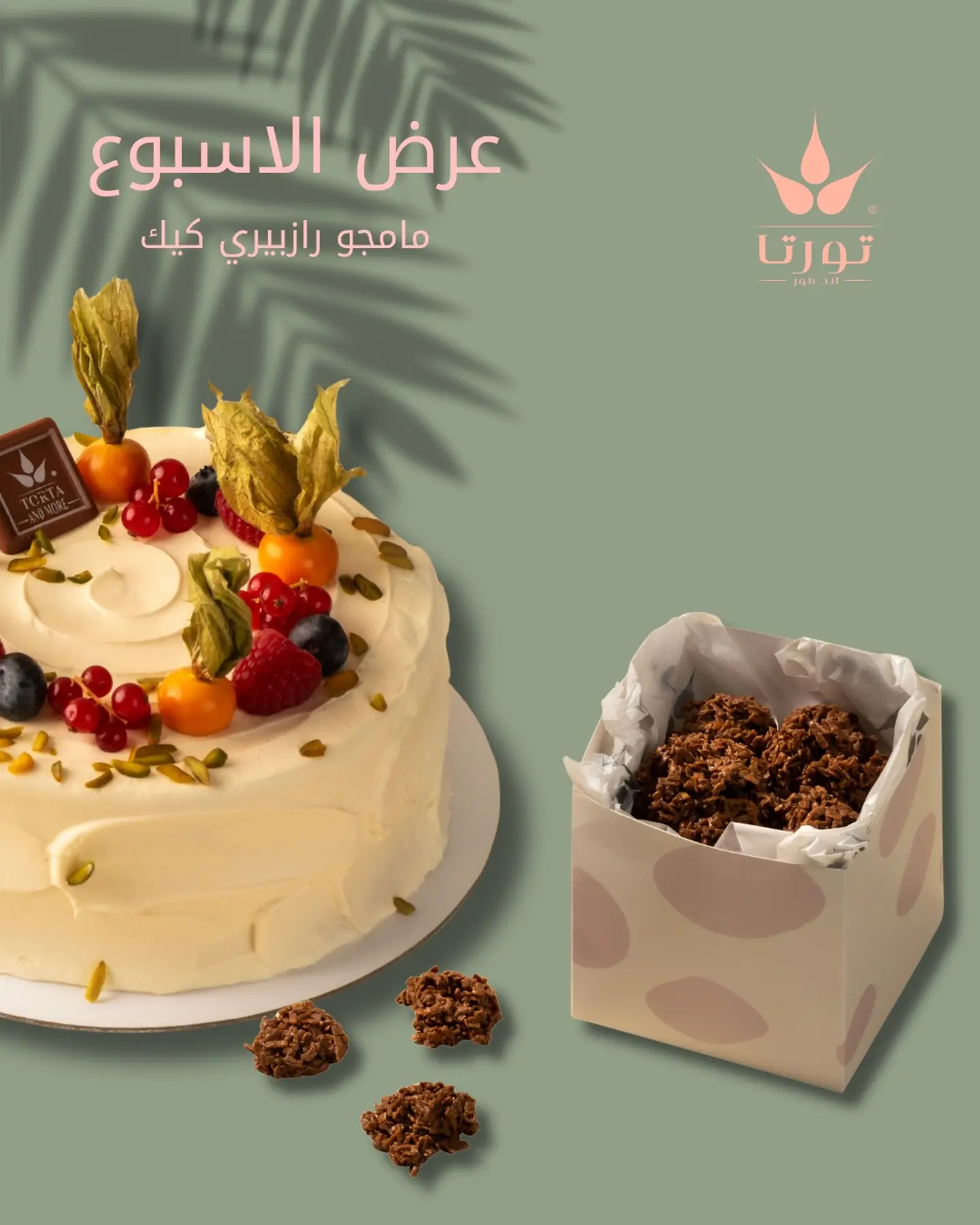 كيك الفواكه + كوكونت بايتس