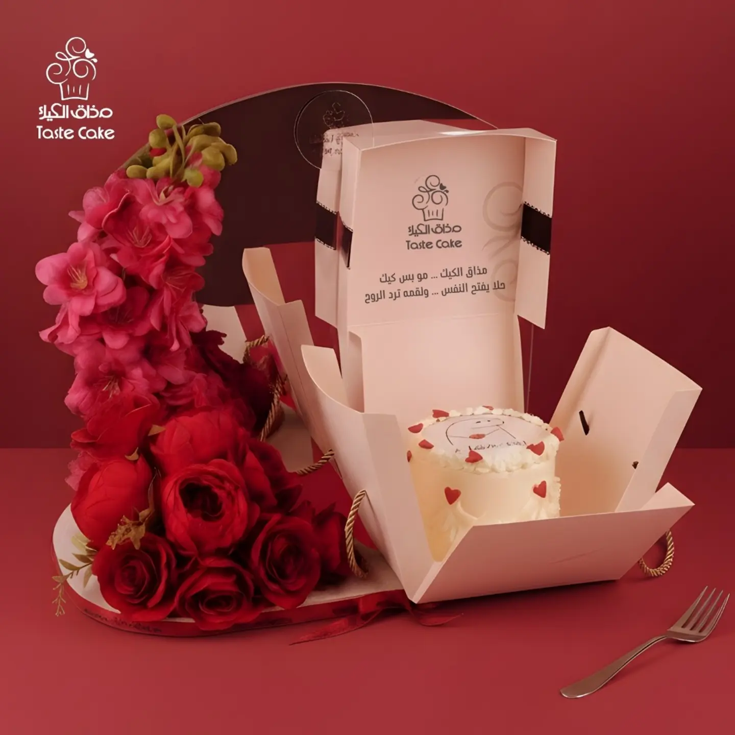 Valentines Cake With Rose Mirror