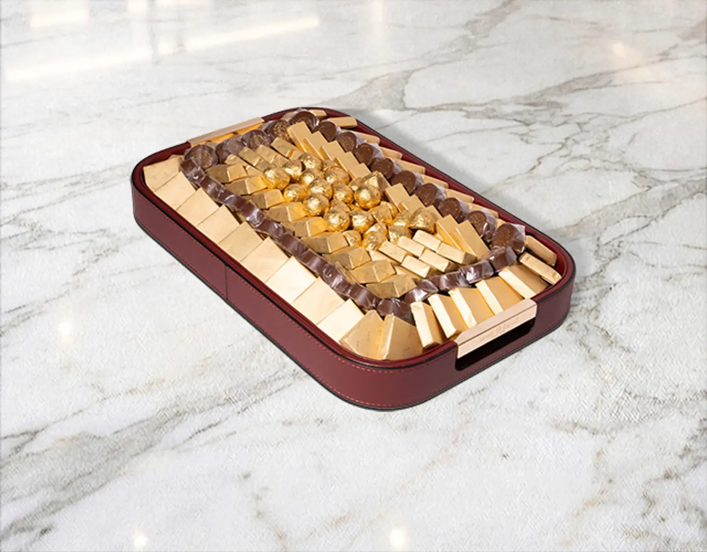 Maroon Leather Chocolate Tray