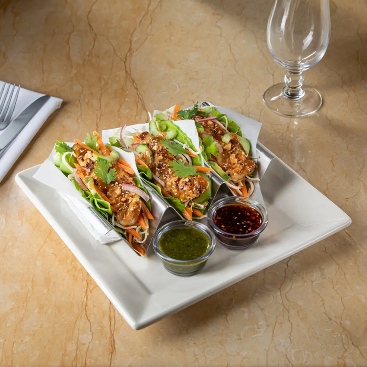 Asian Chicken Lettuce Wrap Tacos