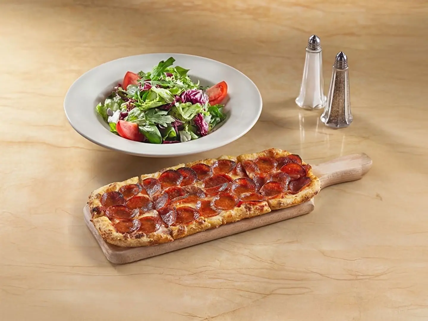 Lunch Pepperoni Flatbread And Salad