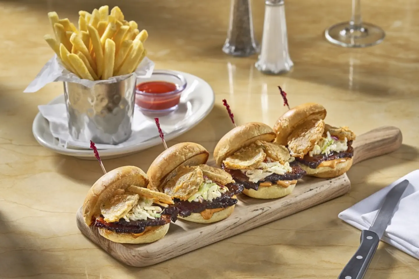 Beef Belly Sliders With French Fries