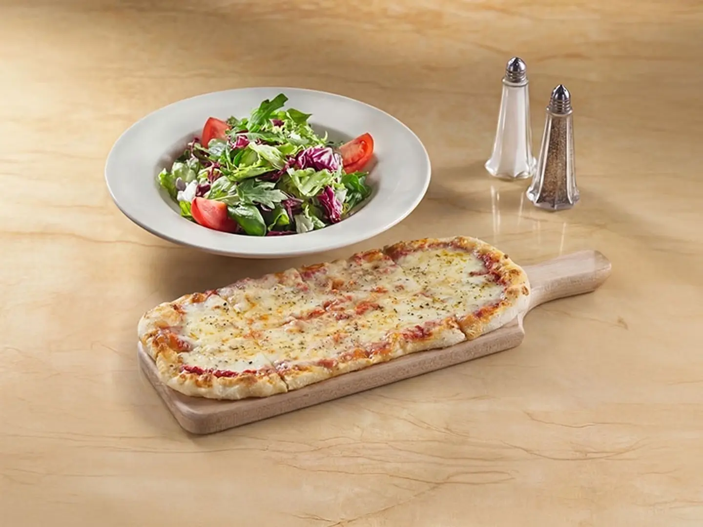 Lunch Cheese Flatbread And Salad