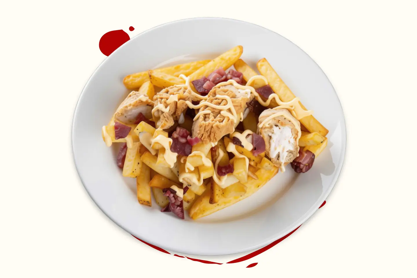 Beef Bacon And Chicken Bits With Cheese Fries