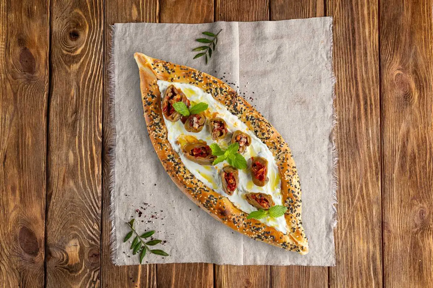 Labneh With Makdous Fatayer