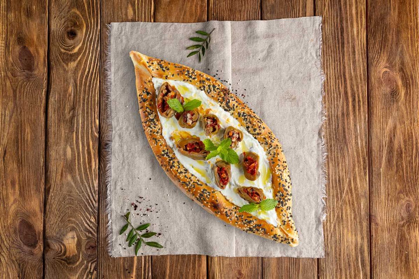 Labneh With Makdous Fatayer