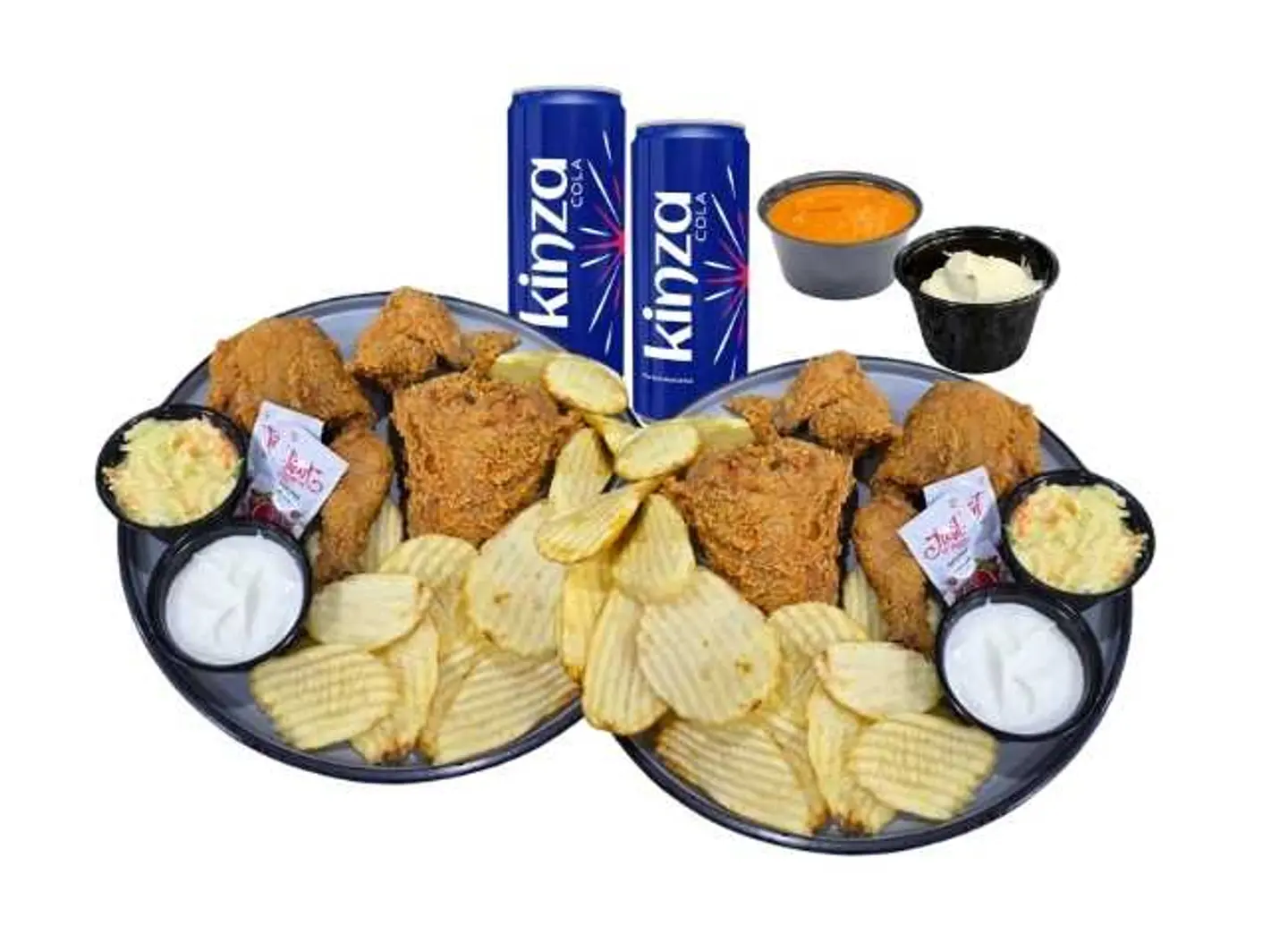 2 بروستد + 2 كنزا + علبة حمص + علبة ثوم حراق