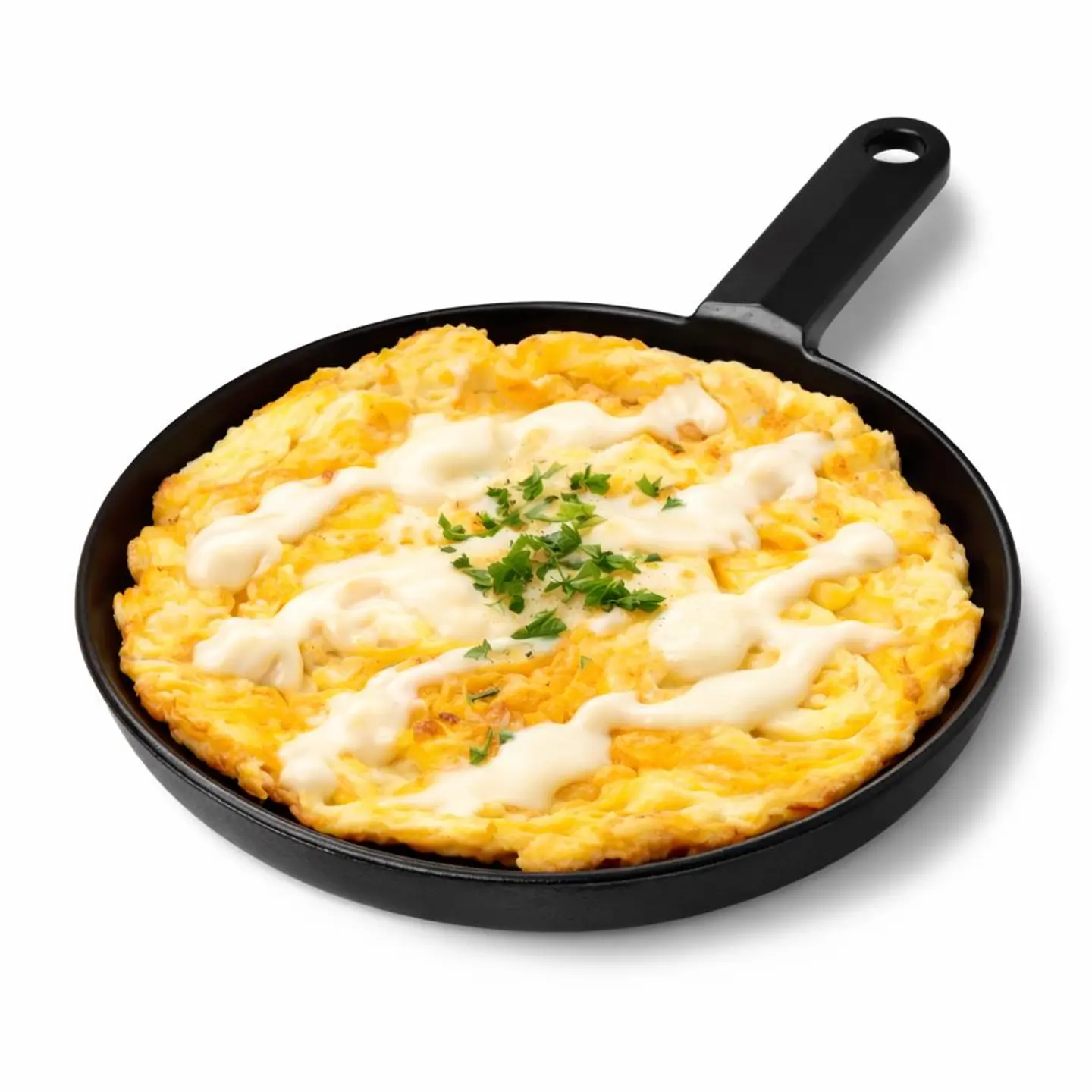 A Plate Of Fried Eggs With Melted Cheese