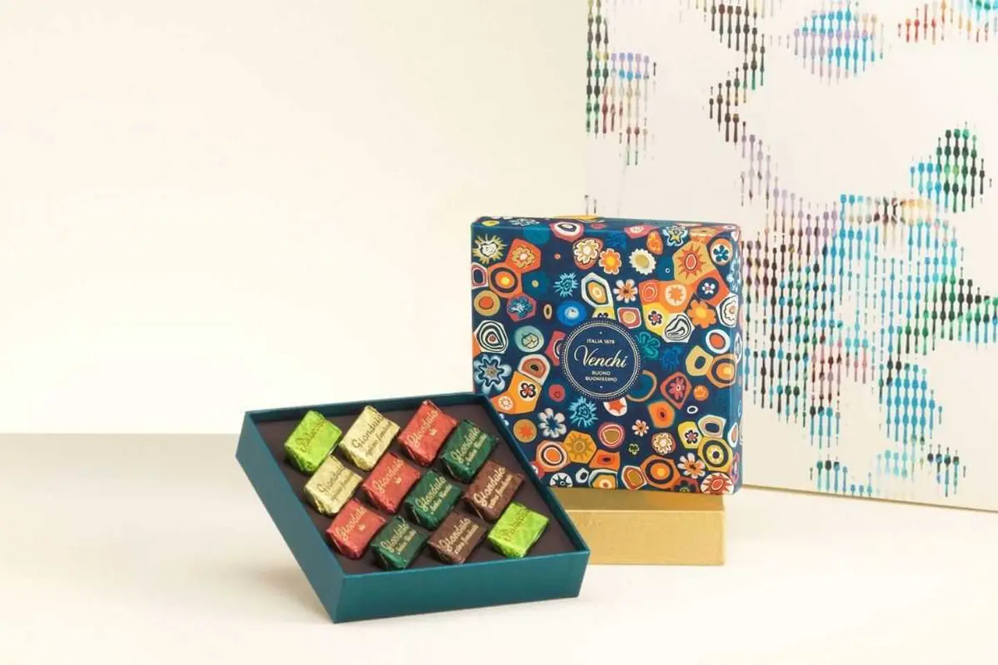 Giftbox Murrine Colored Gems Gianduiotti 110 G