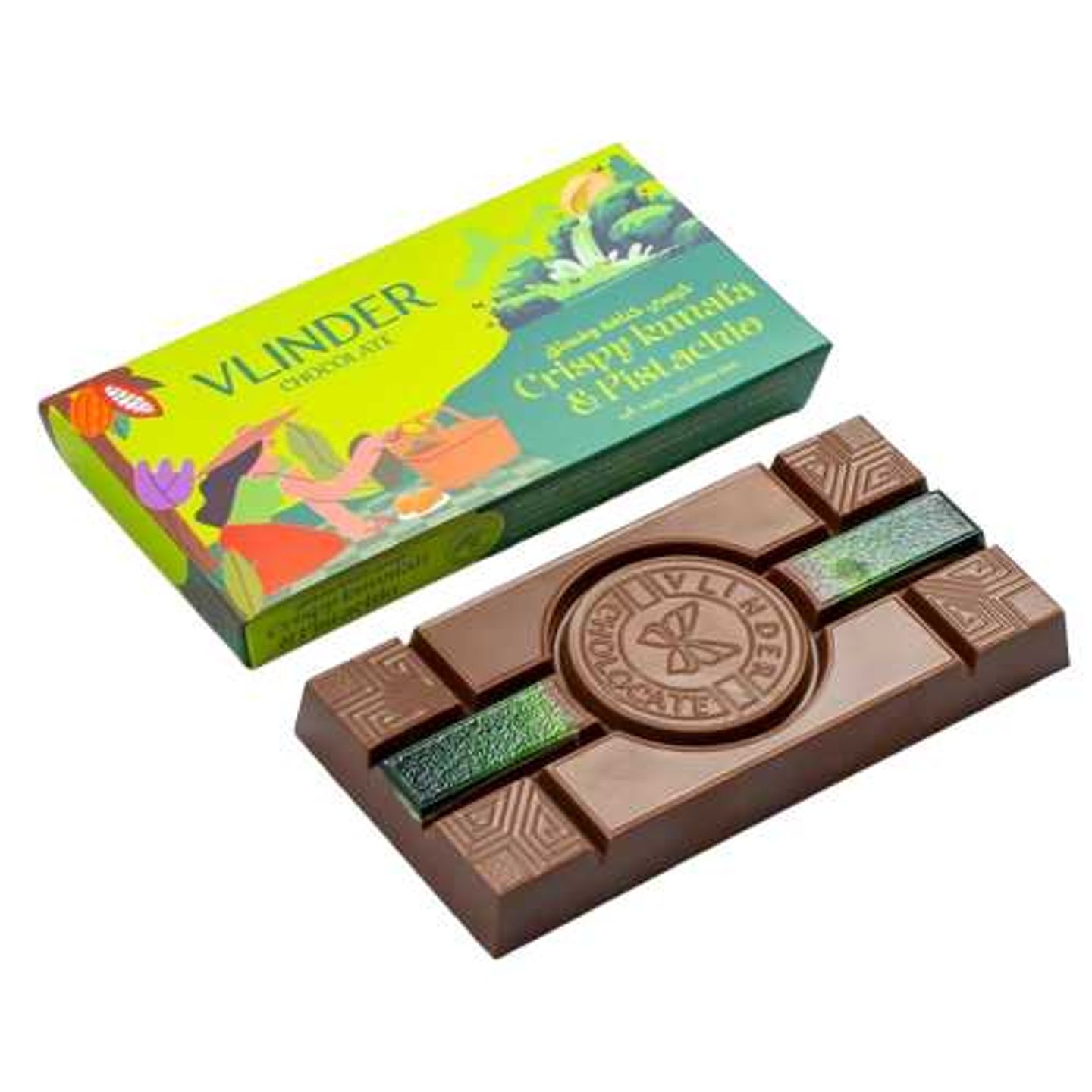 Vlinder Chocolate Crispy Kunafa & Pistachio Bar 240 Gm