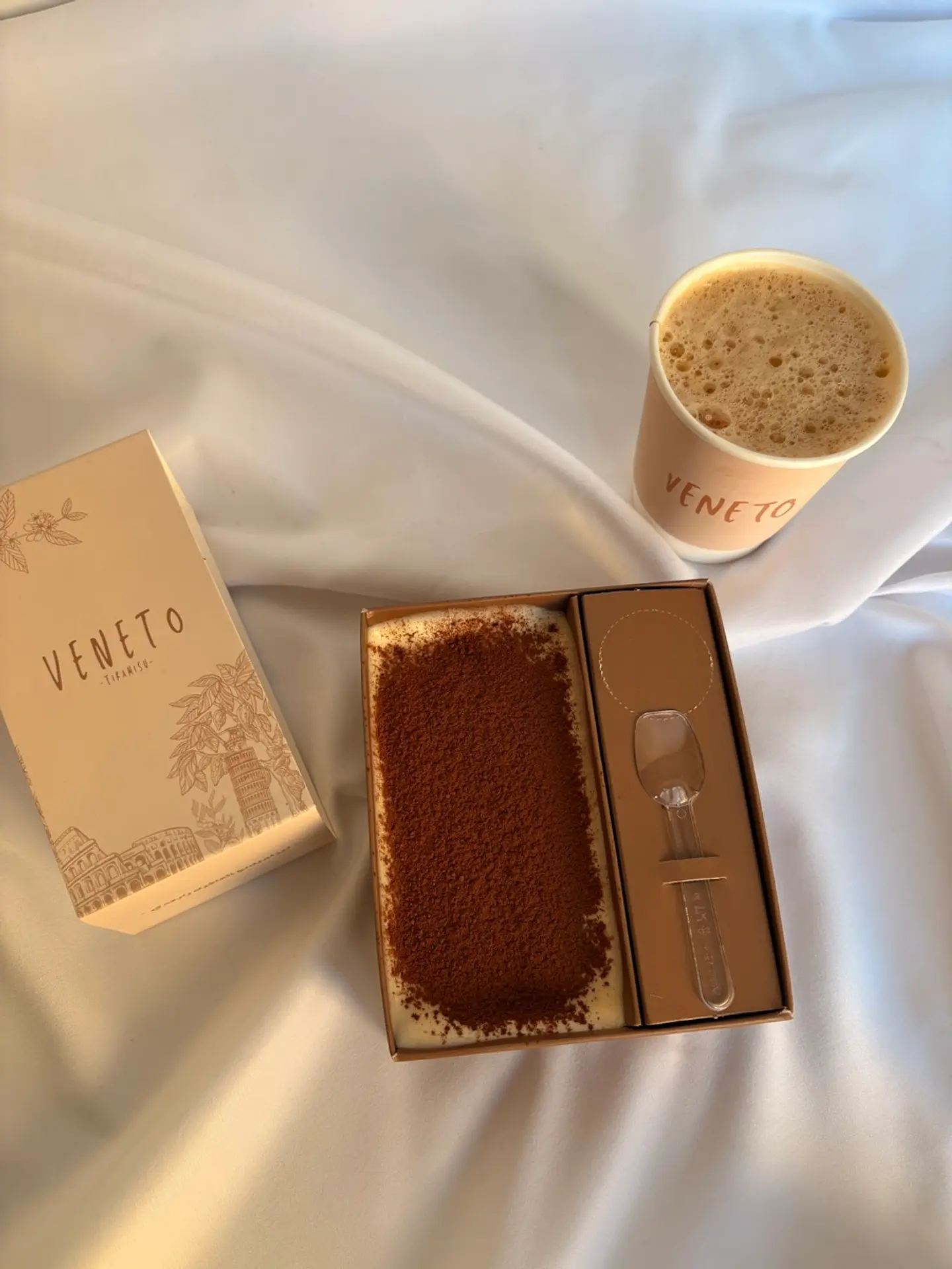 Hot Black Coffee With One Small Tiramisu