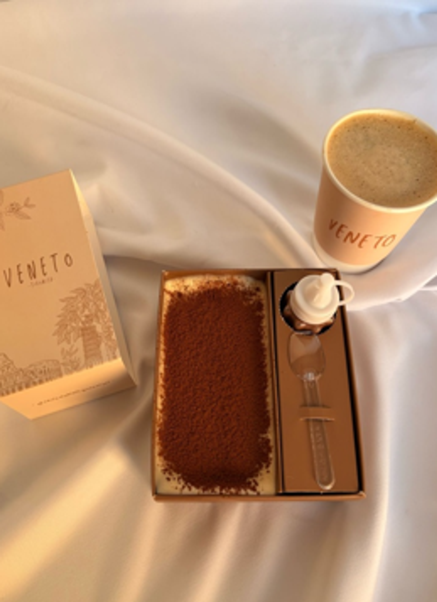Hot Black Coffee With One Mini Chocolate Tiramisu