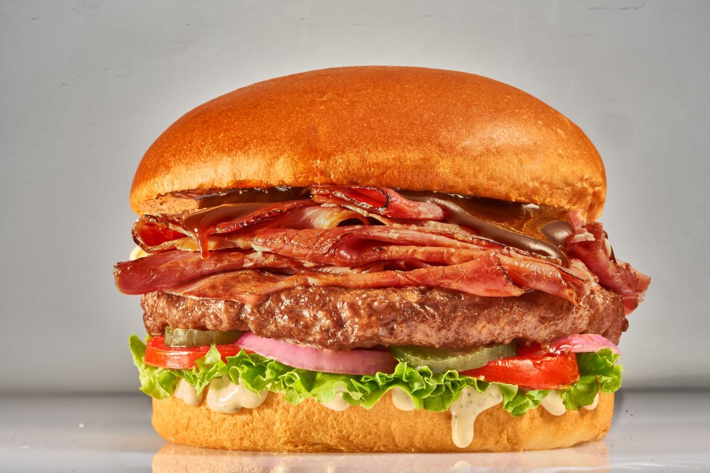 Mighty Bbq Bacon Burger Sandwich