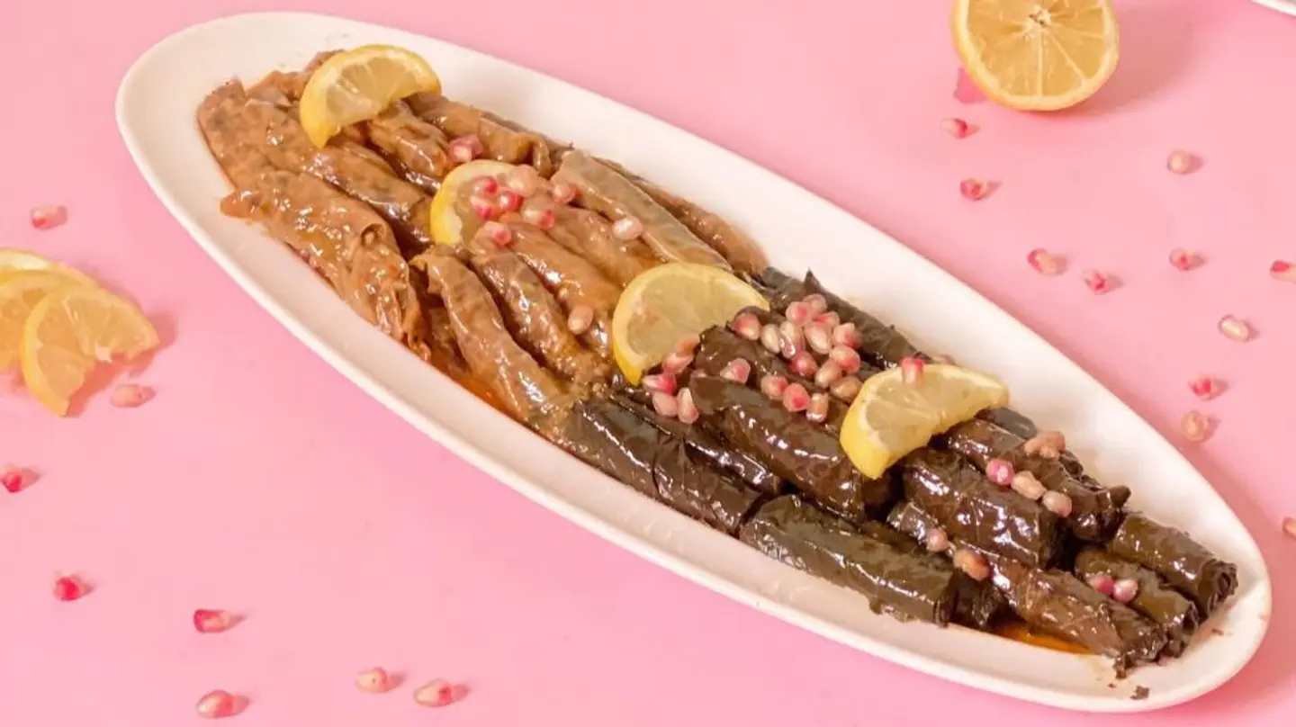 Tray Of Grape Leaves And Cabbage