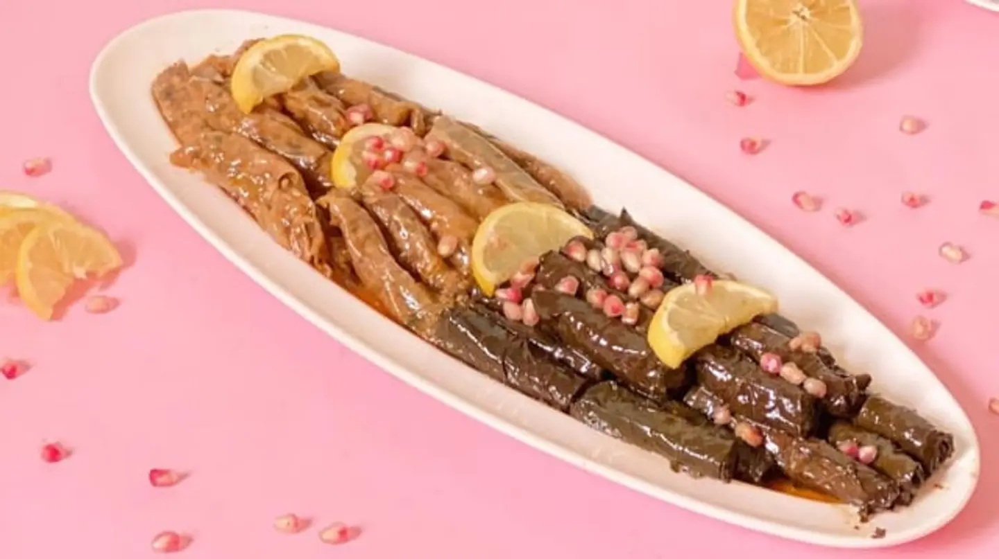 Tray Of Grape Leaves And Cabbage
