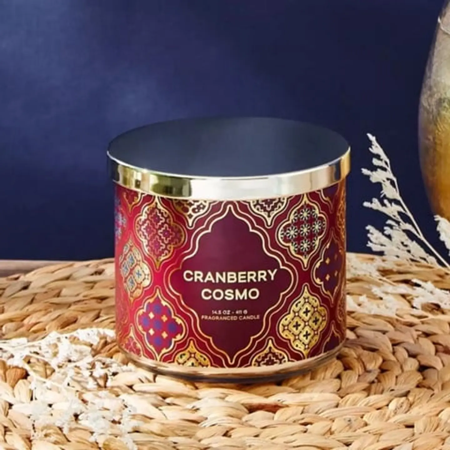 جرة شمع 3 فتائل كرانبري كوزمو من جليتر 411 جم
