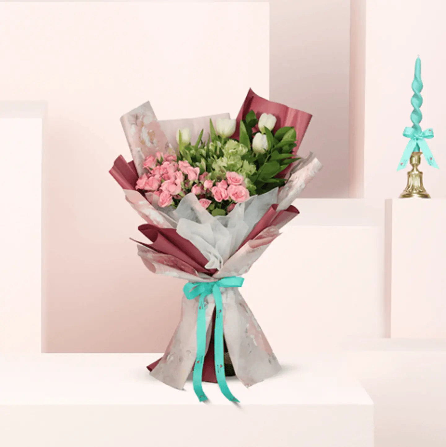 باقة وردية فاخرة