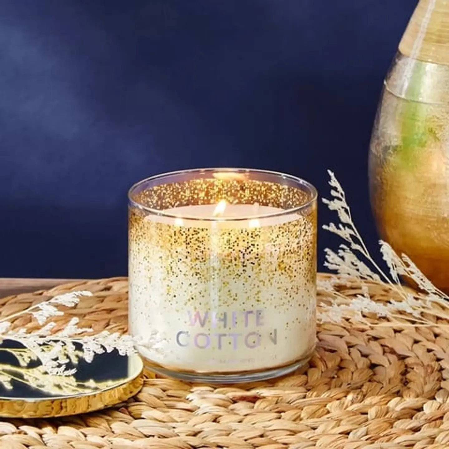 جرة شمع 3 فتائل قطن أبيض من جليتر 9 سم