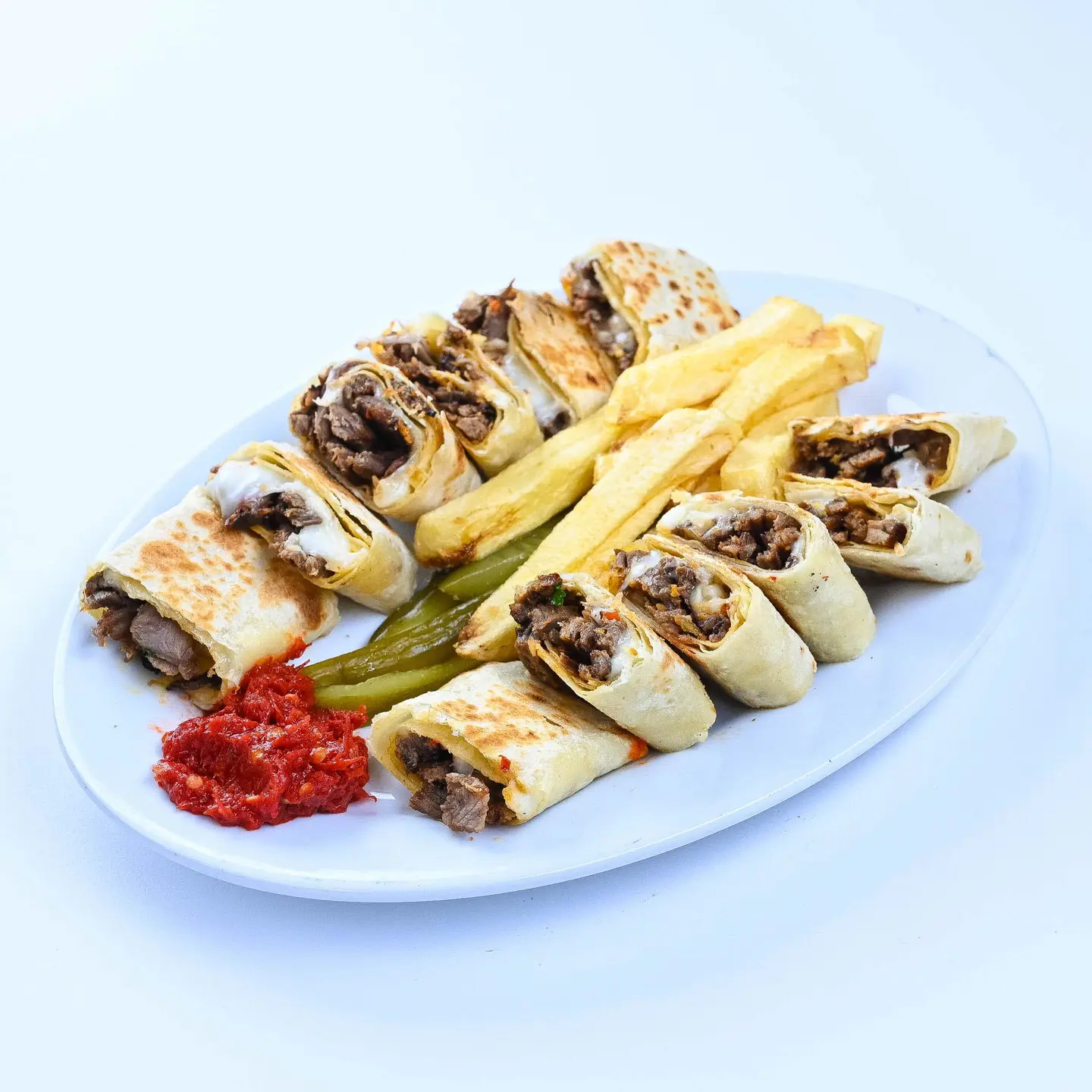 شاورما عربي لحمة مع جبنة (صحن)