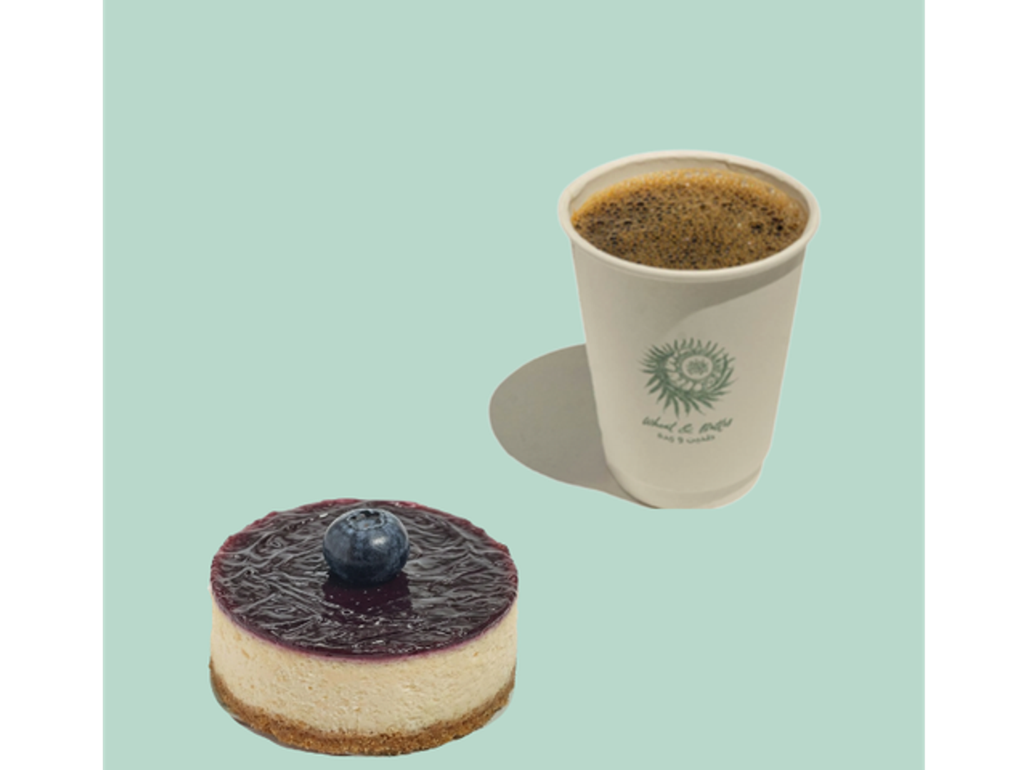 قهوة اليوم + تشيز كيك توت أزرق