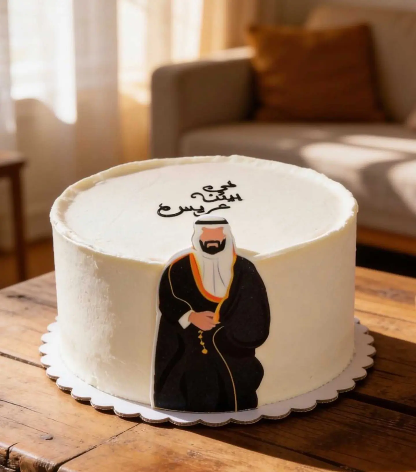 أ- كيكة بعبارة في بيتنا عريس (8 انش) ثلاث طبقات