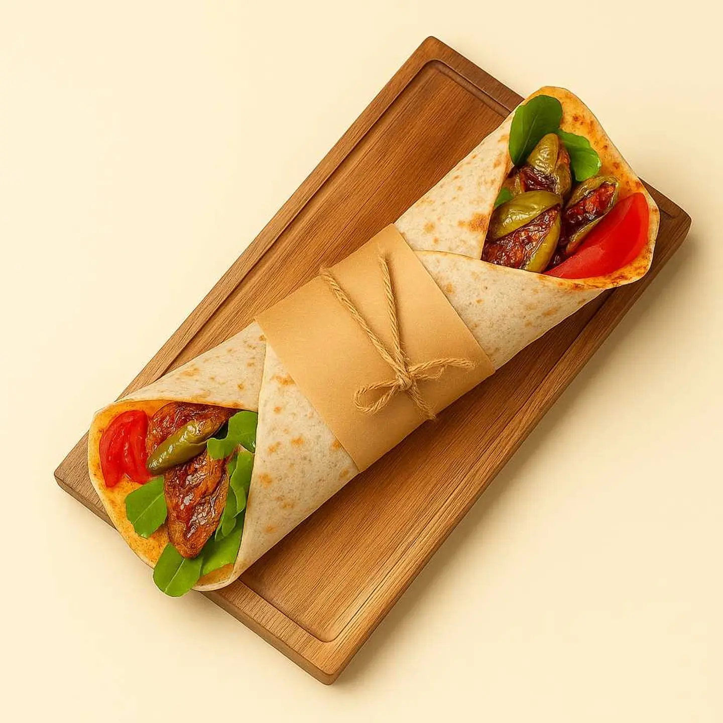 Spicy Eggplant And Muhammara Hummus Wrap
