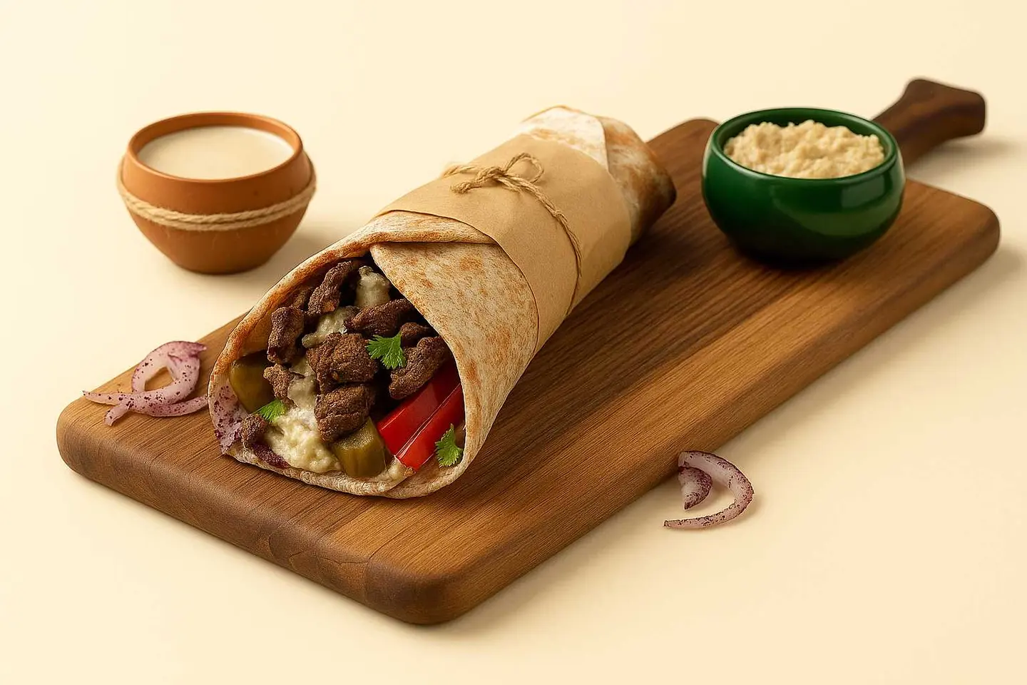 Beef Moutabal Shawarma Wrap