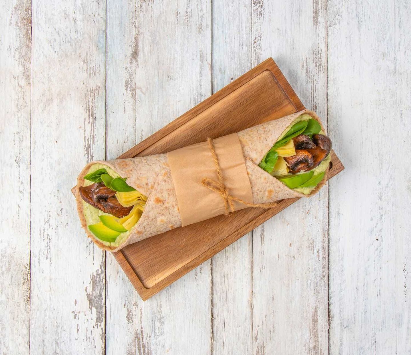 Portobello Artichoke And Pesto Hummus Wrap