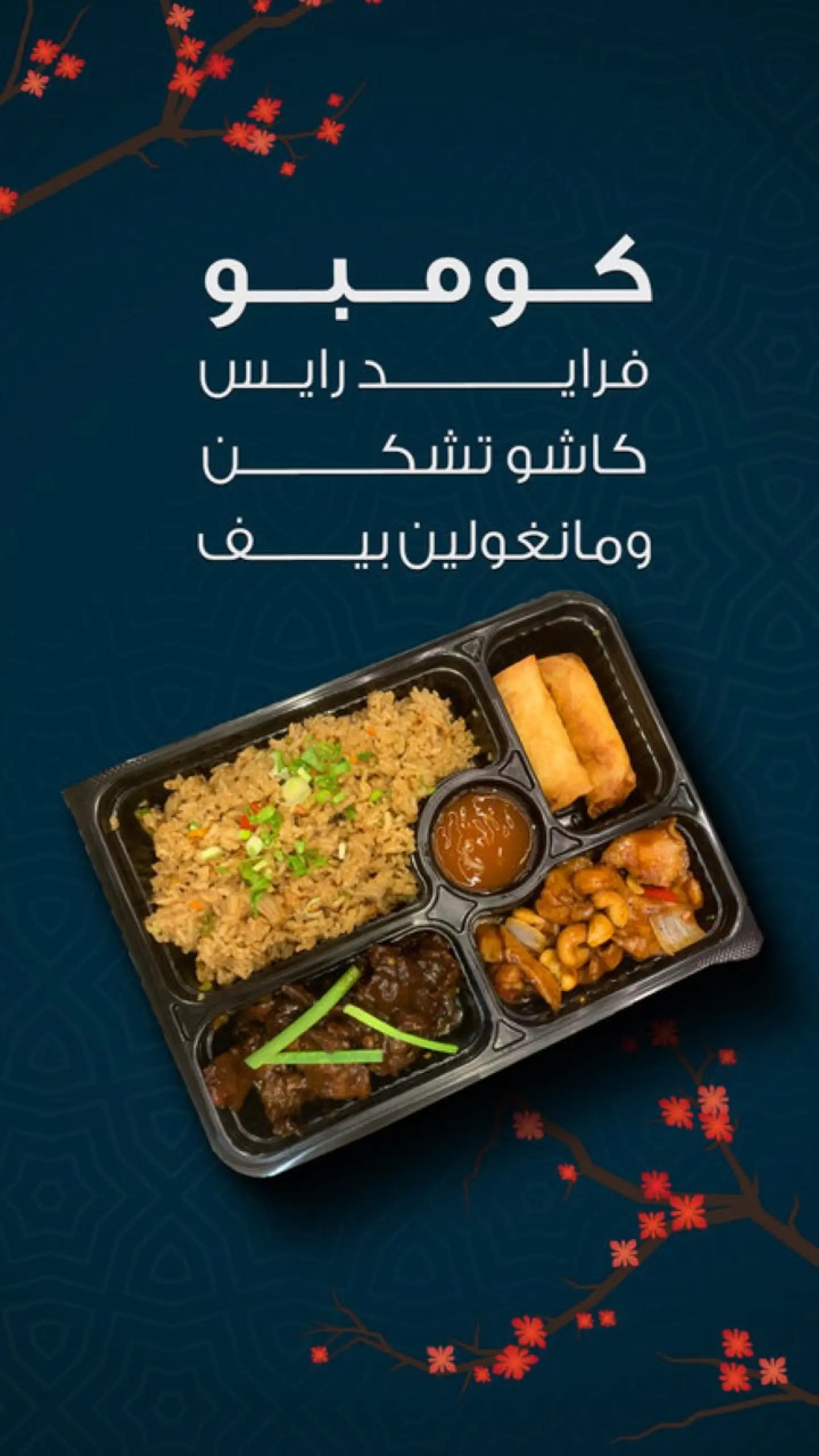 كومبو ارز مقلي دجاج كاجو و مانغولين لحم