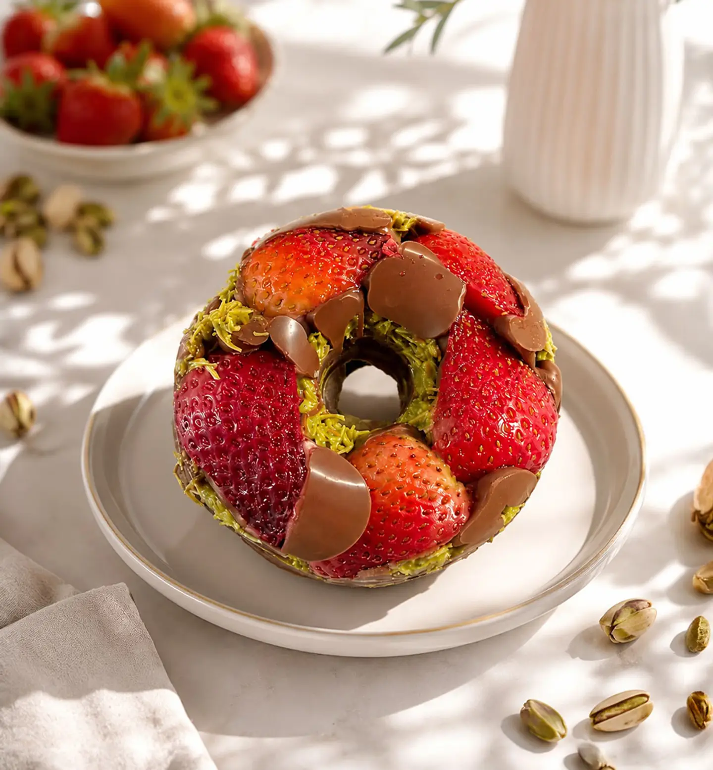 Chocolate Pistachio Fruit Donut