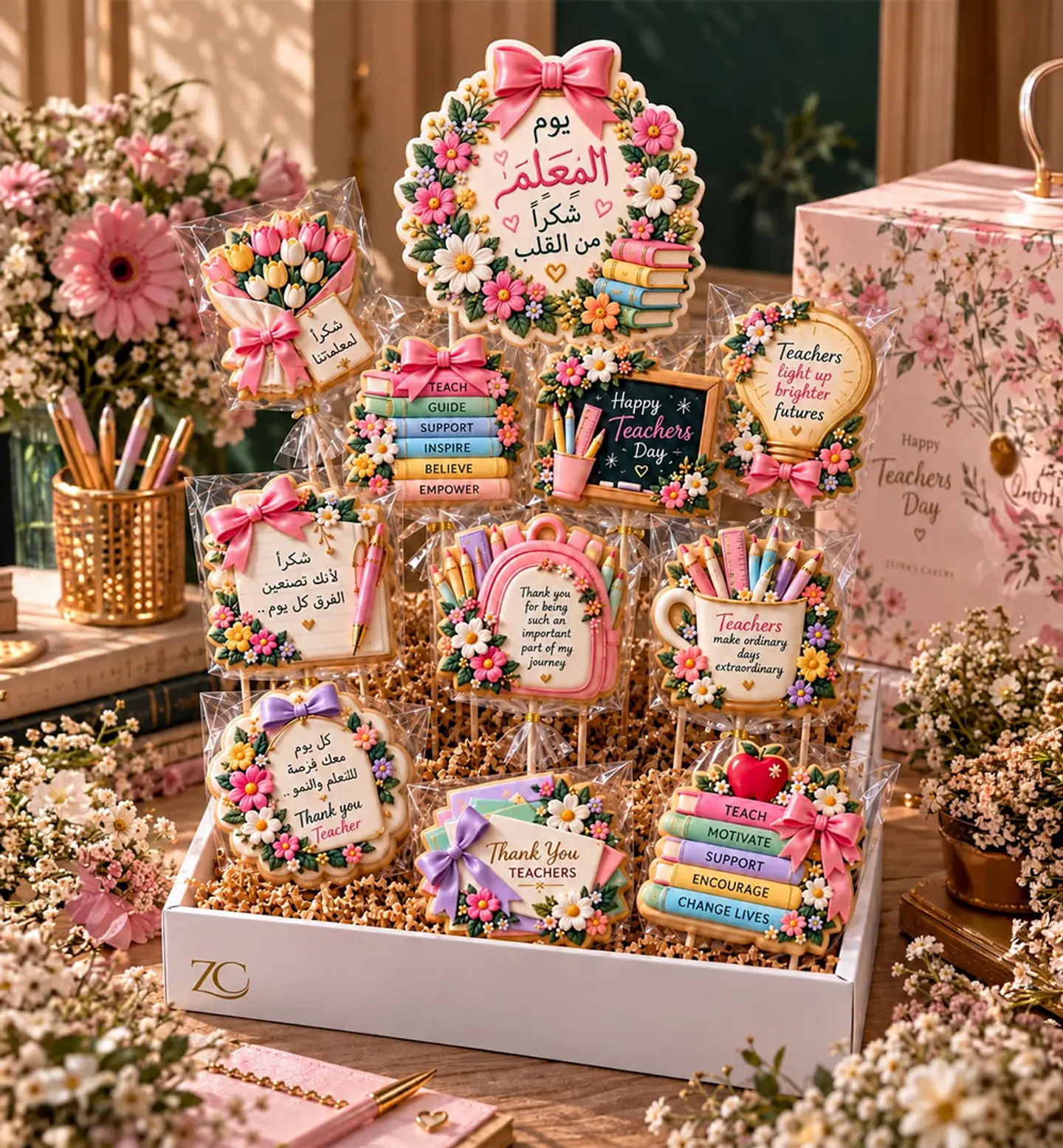 Teachers Day Cookies Stand   Pink