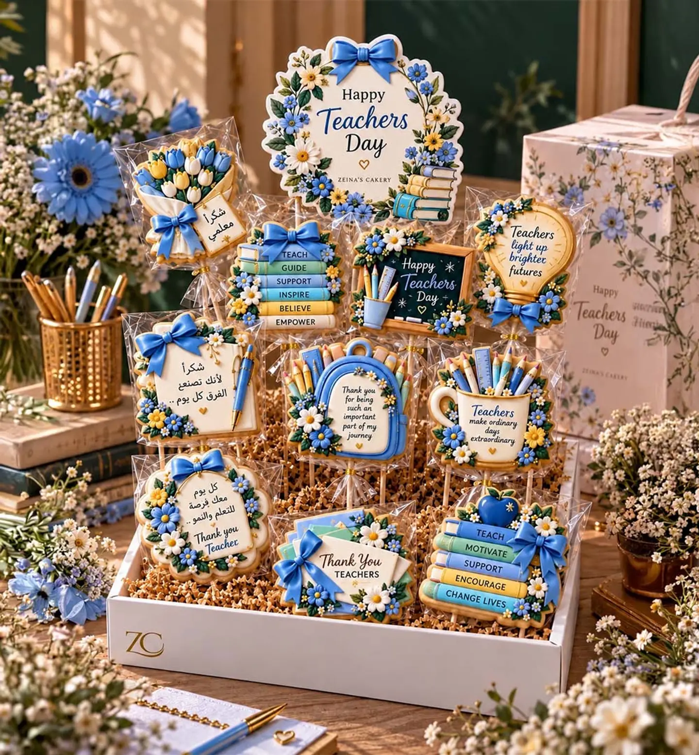 Teachers Day Cookies Card Stand   Blue